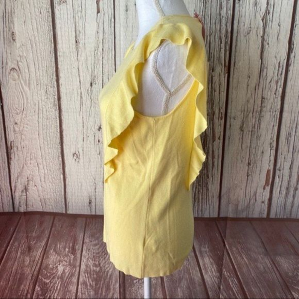 Alex Marie Shirt‎ Top Womens Small Yellow Knit Ruffle Dainty Preppy Spring - Picture 4 of 10